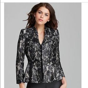 NWT Alice+Olivia black Polly lace peplum